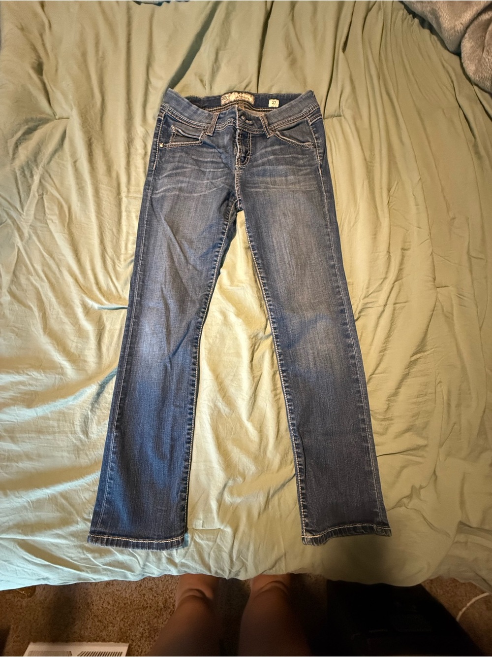 BKE Women's Blue Bootcut Jeans with Faded Finish